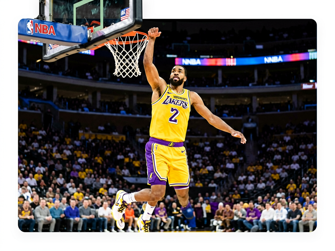 NBA常规赛湖人队比赛精彩扣篮瞬间
